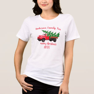 Camiseta Natal da família de caminhoneiros da árvore de nat