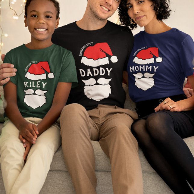 Camiseta Natal da família de Pais Santa Hat e Beard (Criador carregado)