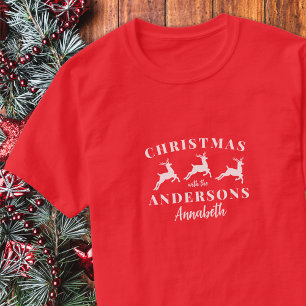 Camiseta Natal da Família de Revistas de Nome Personalizado