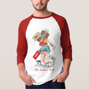 Camiseta Natal da família de trenós moderna de inverno