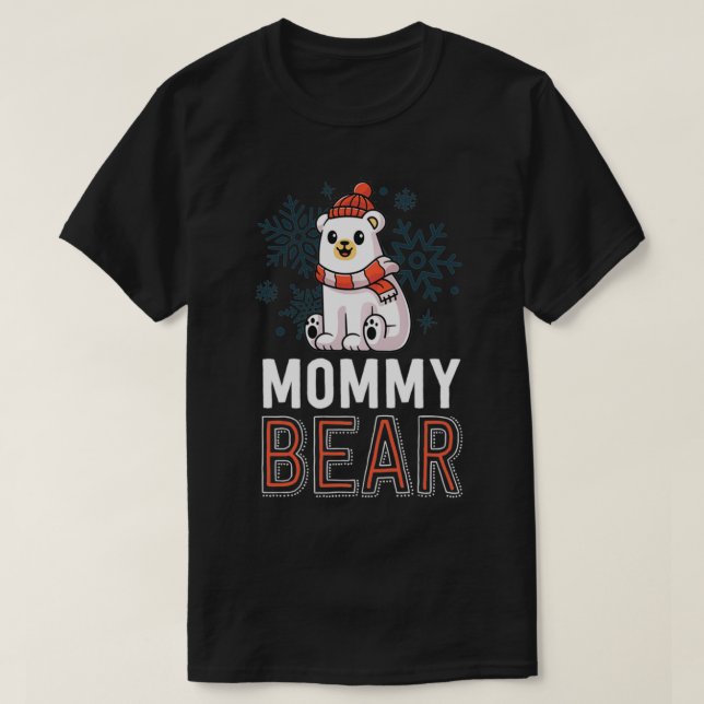 Camiseta Natal da família do urso mamãe Feriado X do Urso P (Frente do Design)