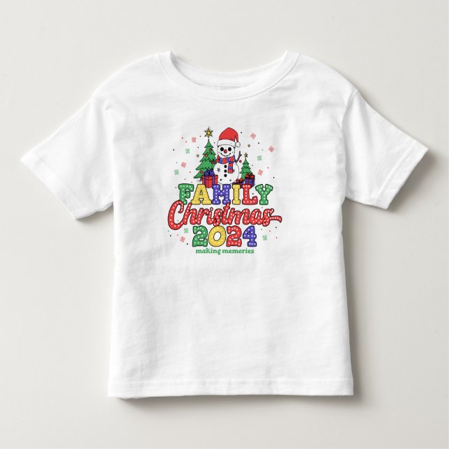 Camiseta Natal da família Festivo Snowman (Frente)