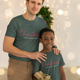 Camiseta Natal da família | Na moda Trendy Forest Green