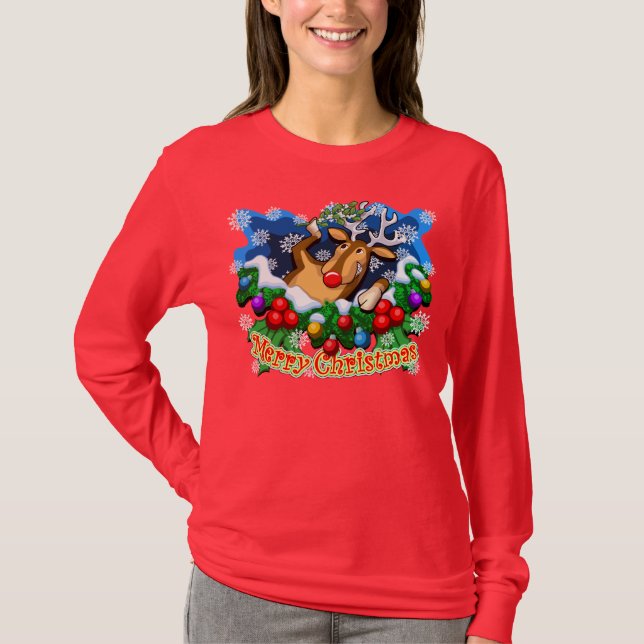 Camiseta Natal da família: RUDOLF (Frente)