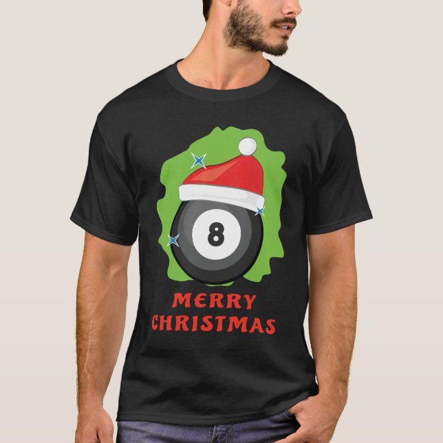 Camiseta Natal da feliz Billiard - Engraçado (Frente)