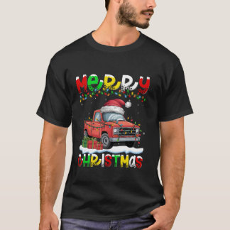Camiseta Natal da Feliz do Caminhão de Santa Hat Lighting