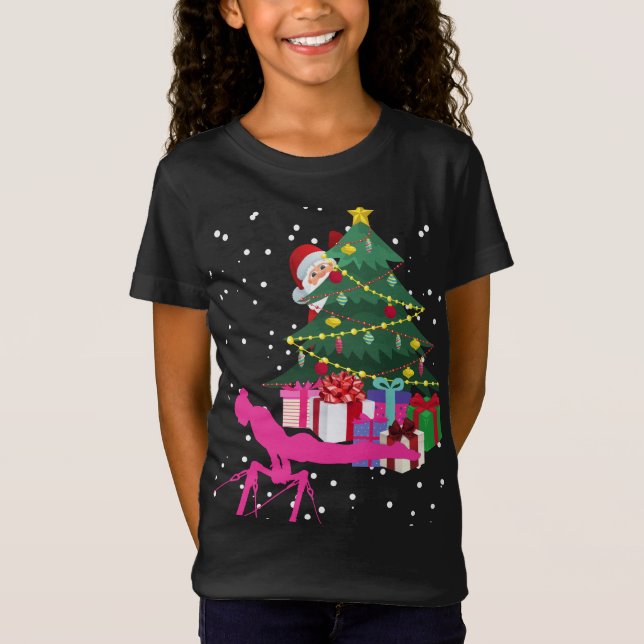 Camiseta Natal da Ginástica: Papai Noel Traga-me Barras de  (Frente)