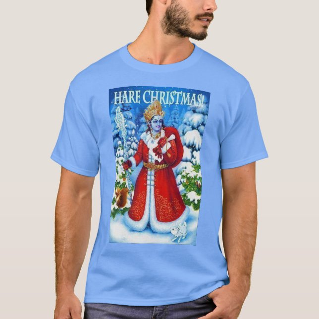 Camiseta Natal da lebre - ॐ alegre de Krishna (Frente)