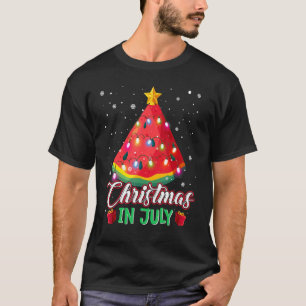 Camiseta Natal Da Melancia Na Árvore Natal Em Julho De Verã