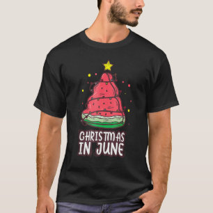 Camiseta Natal Da Melancia Na Árvore Natal Em Junho De Xmas