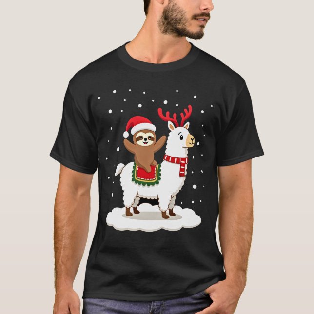 Camiseta Natal da Preguiça Alpaca (Frente)