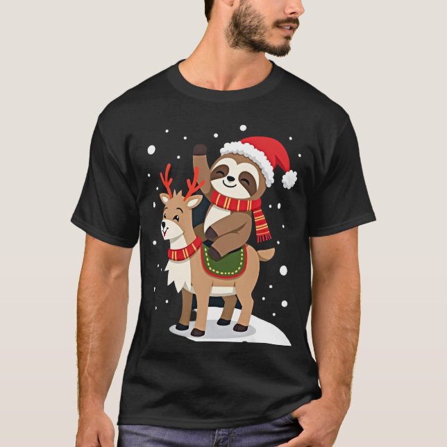 Camiseta Natal da Preguiça Alpaca (2) (Frente)