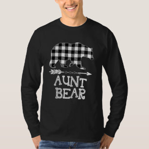 Camiseta Natal Da Tia Urso Da Xadrez Búfalo Preta E Branca