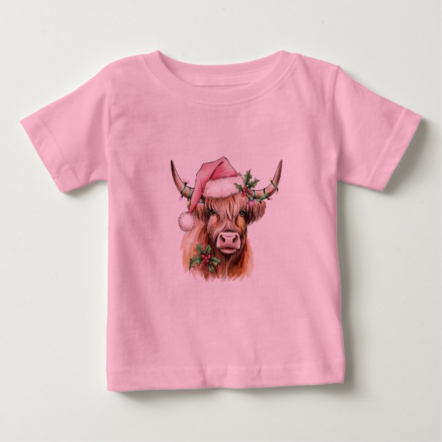 Camiseta natal da vaca hilander (Frente)