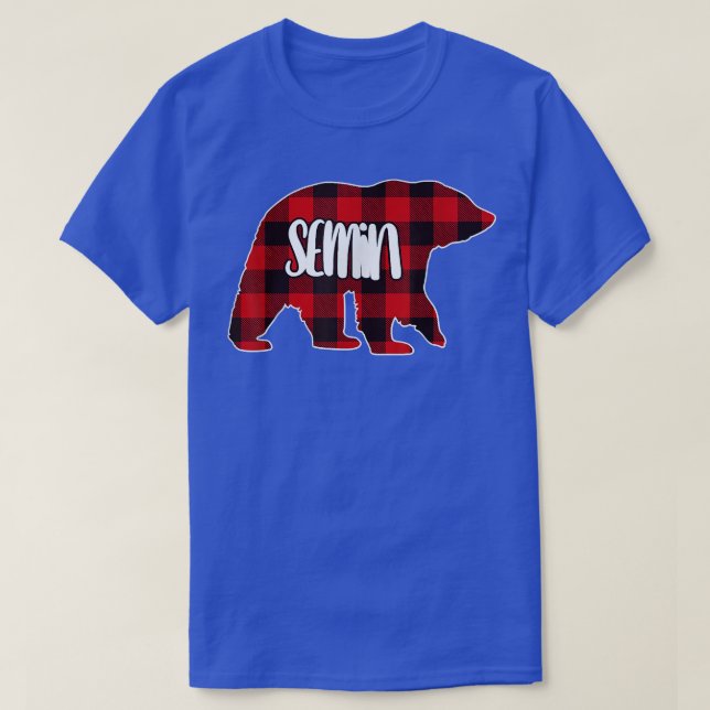 Camiseta Natal da Xadrez Red Buffalo Personalizada do Urso  (Frente do Design)