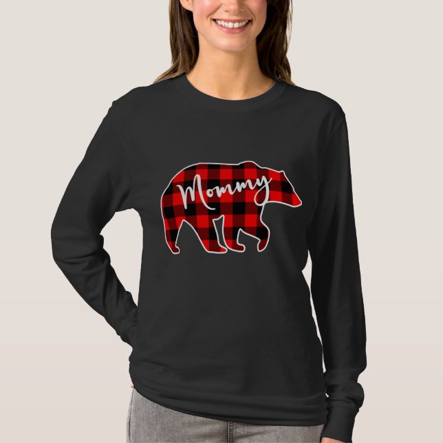 Camiseta Natal da Xadrez Vermelha das mamães  (Frente)