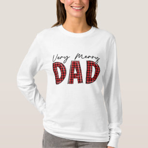 Camiseta Natal da Xadrez Vermelha de Buffalo, Pai Feliz