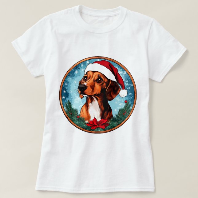 Camiseta Natal Dachshund (Frente do Design)