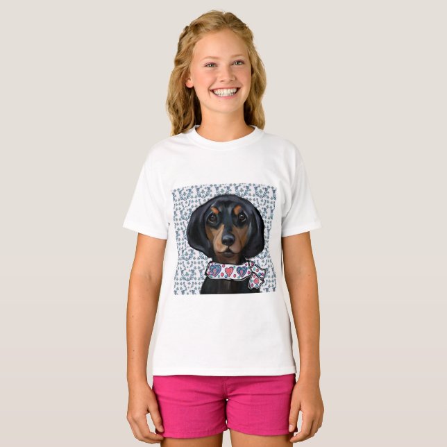 Camiseta Natal Dachshund Art (Frente Completa)