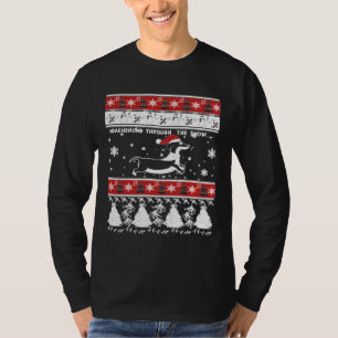 Camiseta Natal Dachshund Através Da Neve