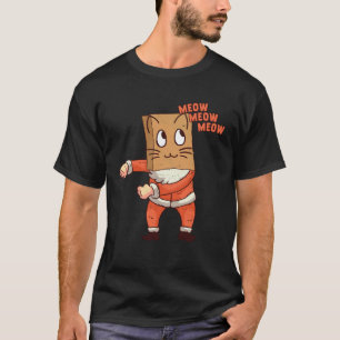 Camiseta Natal Dança Floss Santa Gato  Gatinho  Meow Vint