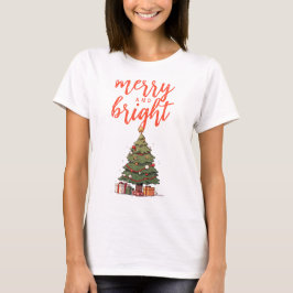 Camiseta Natal das mulheres brancas felizes e brilhantes