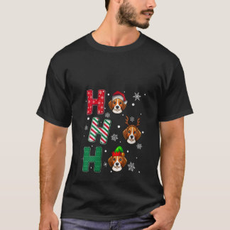 Camiseta Natal das Mulheres Ho Ho Ho Amante do Cão Beagle C
