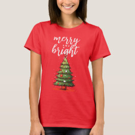 Camiseta Natal das Mulheres Vermelhas Modernas e felizes