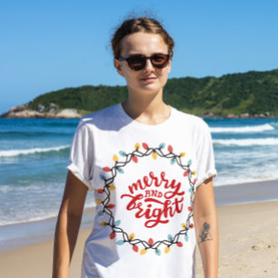 Camiseta Natal das Mulheres Vermelhas Modernas e felizes
