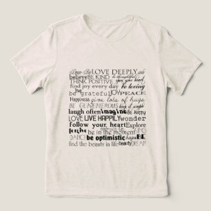 Camiseta Natal das Palavras Inspiracionais Pretas e Brancas