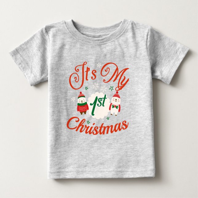 Camiseta Natal de 1rua do bebê (Frente)