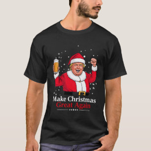 Camiseta Natal de 2024 Engraçado Trump &amp; Cerveja faz Na