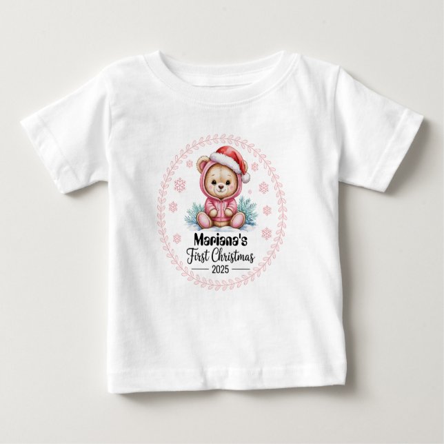 Camiseta Natal de 2025 para o bebê personalizado com camise (Frente)
