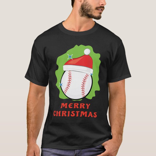 Camiseta Natal de Beisebol Alegre - Divertido (Frente)