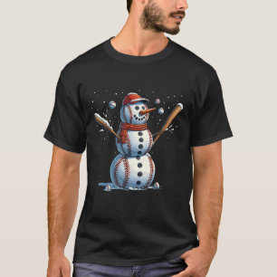 Camiseta Natal de beisebol do boneco de neve Inverno 