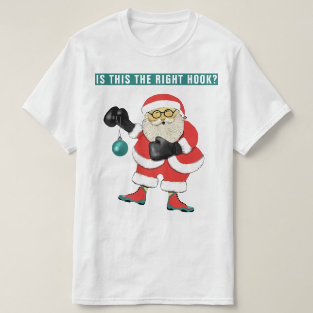 Camiseta Natal de Boxe Divertido (Frente do Design)