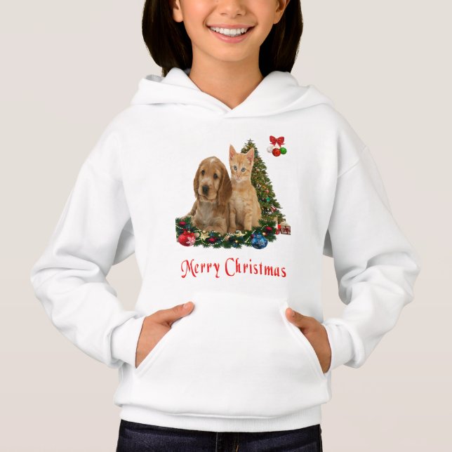 Camiseta Natal de Cachorrinho e Gatinhos  (Frente)