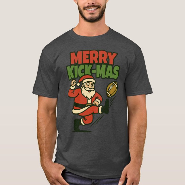 Camiseta Natal de Chute Alegre de Natal Futebol Divertido (Frente)
