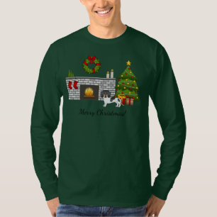 Camiseta Natal De Dachshund De Cabelo Curto E Preto