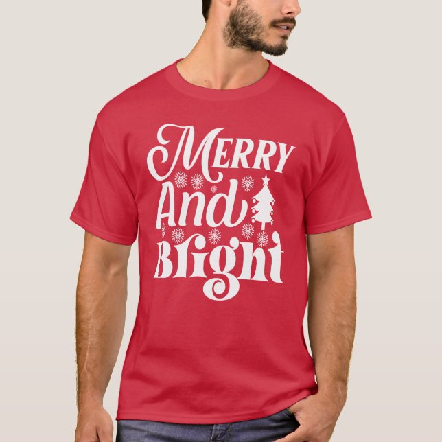 Camiseta Natal de feliz e Feriado Brilhante (Frente)