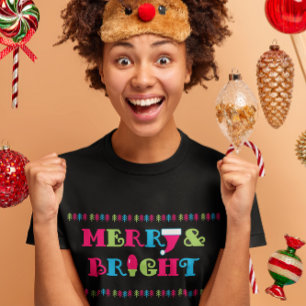 Camiseta Natal de feliz e pastel quente brilhante