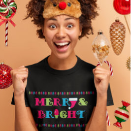 Camiseta Natal de feliz e pastel quente brilhante