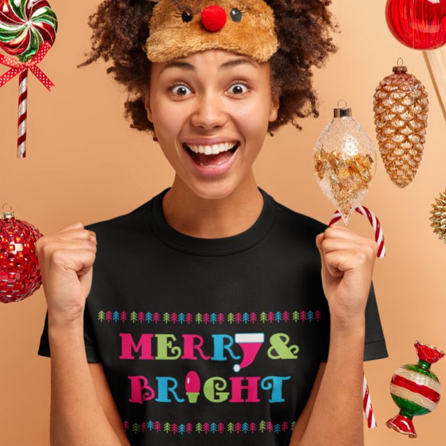 Camiseta Natal de feliz e pastel quente brilhante (Criador carregado)