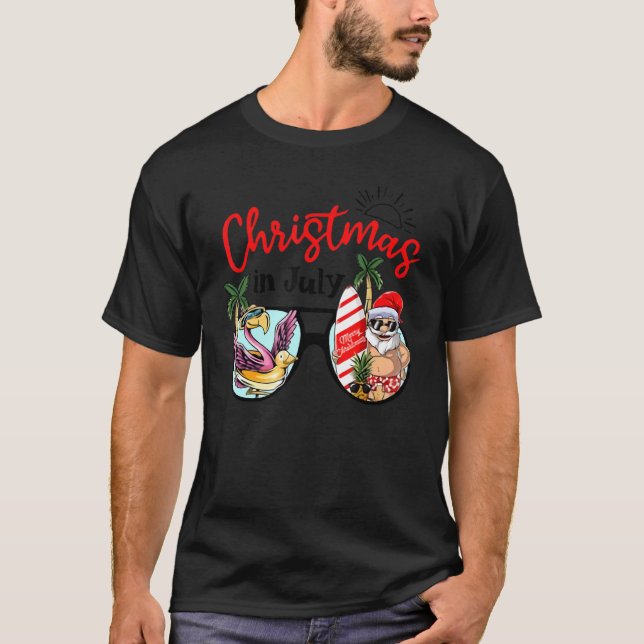 Camiseta Natal De Férias De Praia De papais noeis De Verão  (Frente)