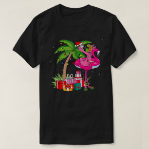 Camiseta Natal De Flamingo Rosa Tropical Em Julho De Verão
