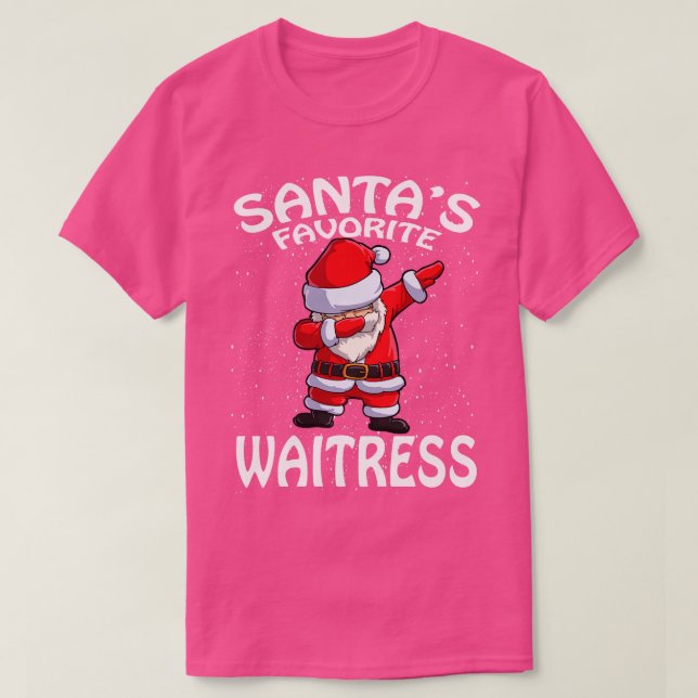 Camiseta Natal de Garçonete Favorito Santas (Frente do Design)