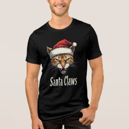 Camiseta Natal de Garras do Papai Noel Gato Bravo - Natal D