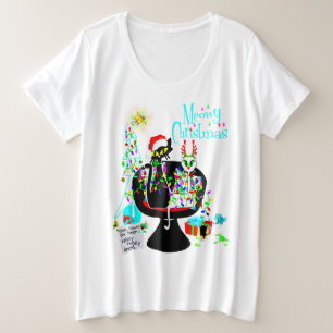 Camiseta Natal de Gato Atômica Moderno de Meio século Ret