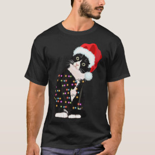 Camiseta Natal de Gato Negro Engraçado Gato Frio Natal