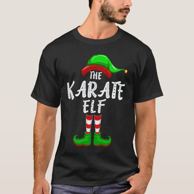 Camiseta Natal de Grupo Familiar Combinado  O Elfo do Karat (Frente)